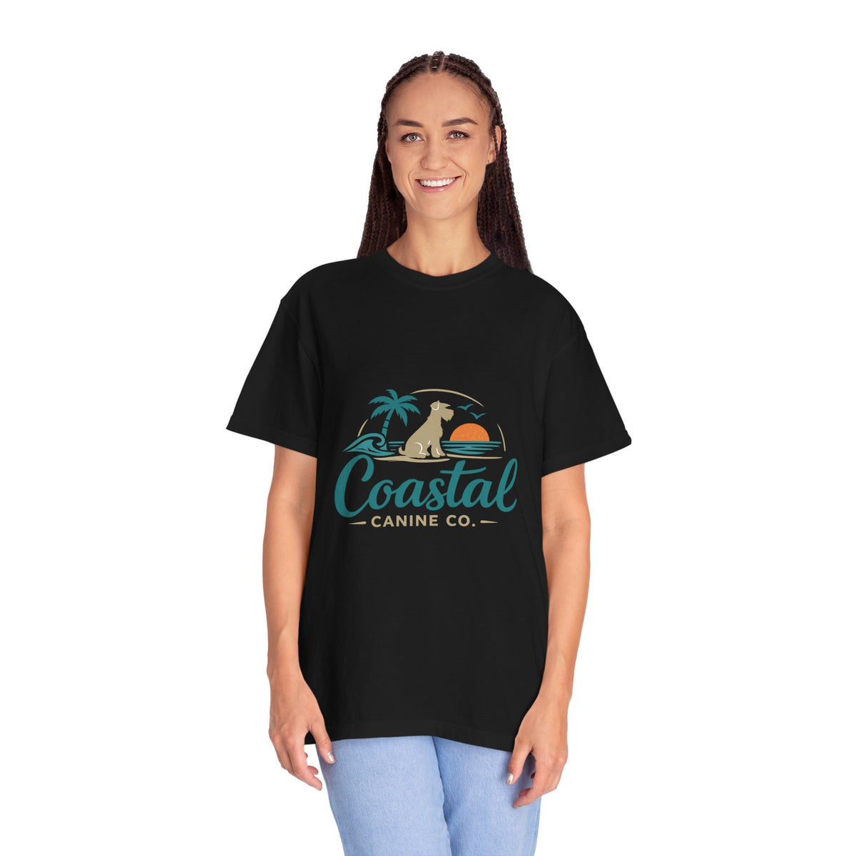 Coastal Canine T-Shirt — Beach Dog Sunset Tee