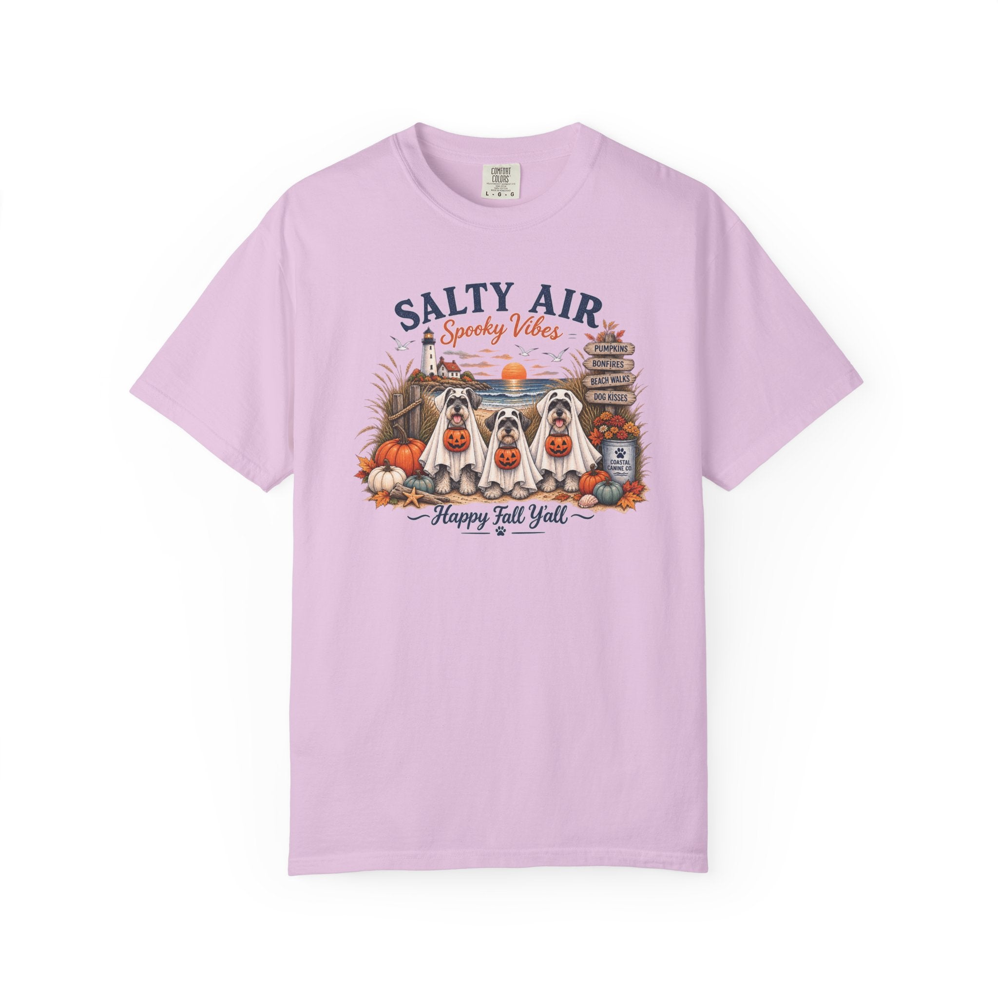 Salty Air Spooky Vibes Tee — Happy Fall Y'all Autumn Beach Ghosts T-Shirt