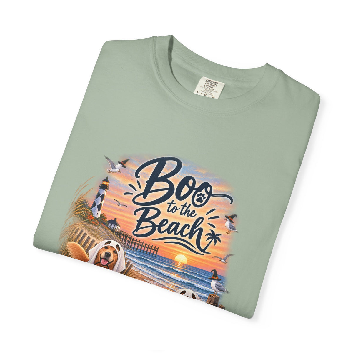 Boo to the Beach T-Shirt — Cute Halloween Dogs on Sunset Beach