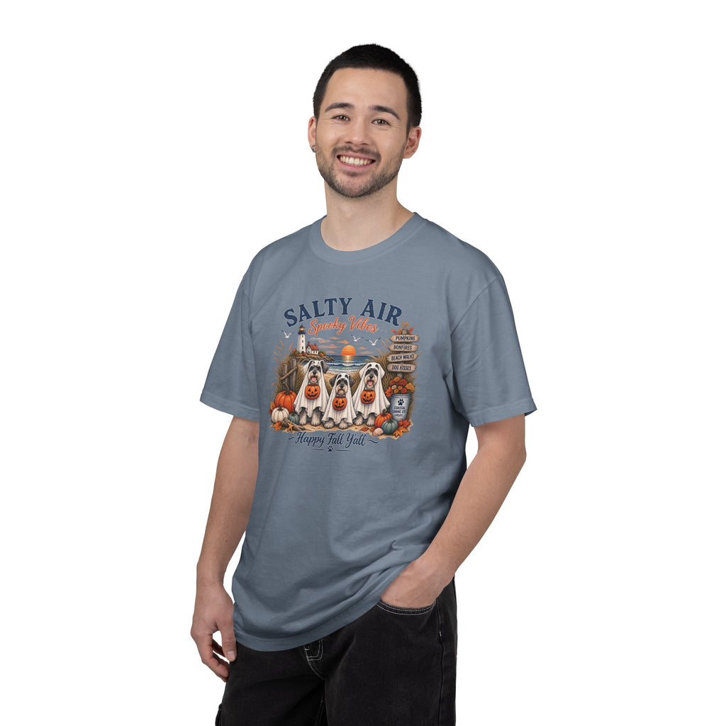 Salty Air Spooky Vibes Tee — Happy Fall Y'all Autumn Beach Ghosts T-Shirt
