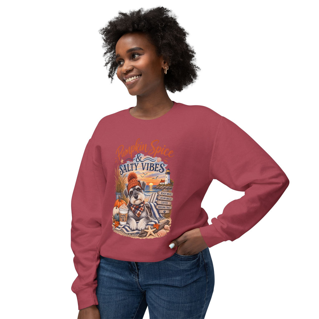 Pumpkin Spice & Salty Vibes Sweatshirt — Fall Beach Dog Crewneck
