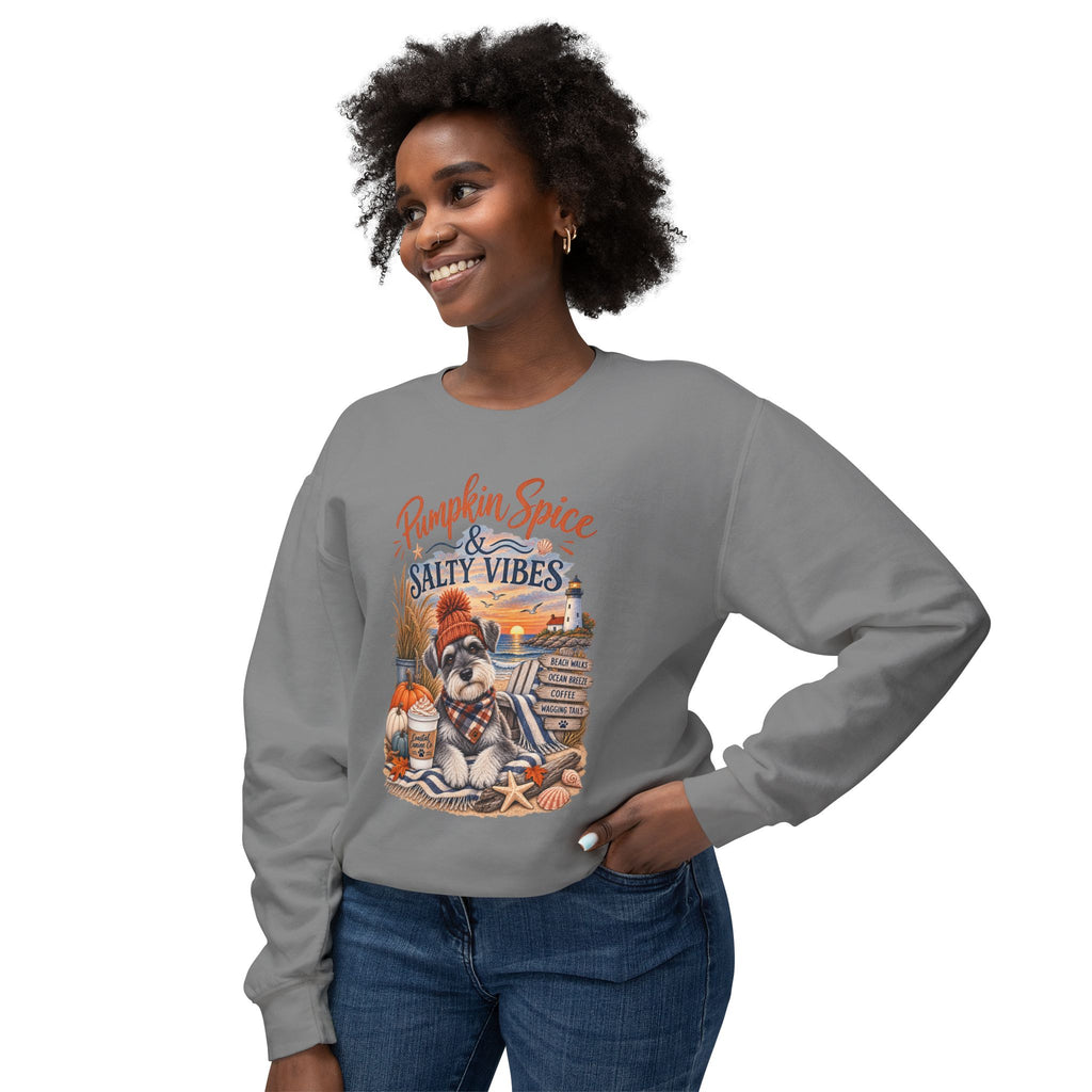 Pumpkin Spice & Salty Vibes Sweatshirt — Fall Beach Dog Crewneck