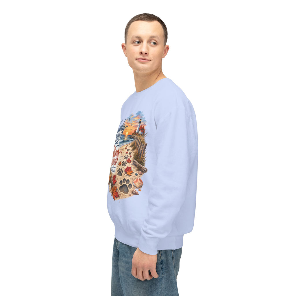 Sandy Paws Falling Leaves Sweatshirt – Beach Dog Autumn Crewneck