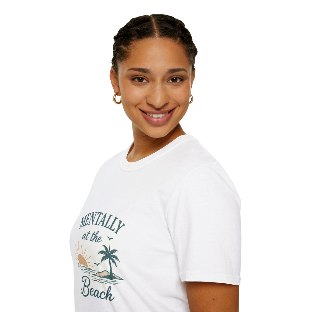 Mentally at the Beach T-Shirt — Sun & Palm Vacation Tee