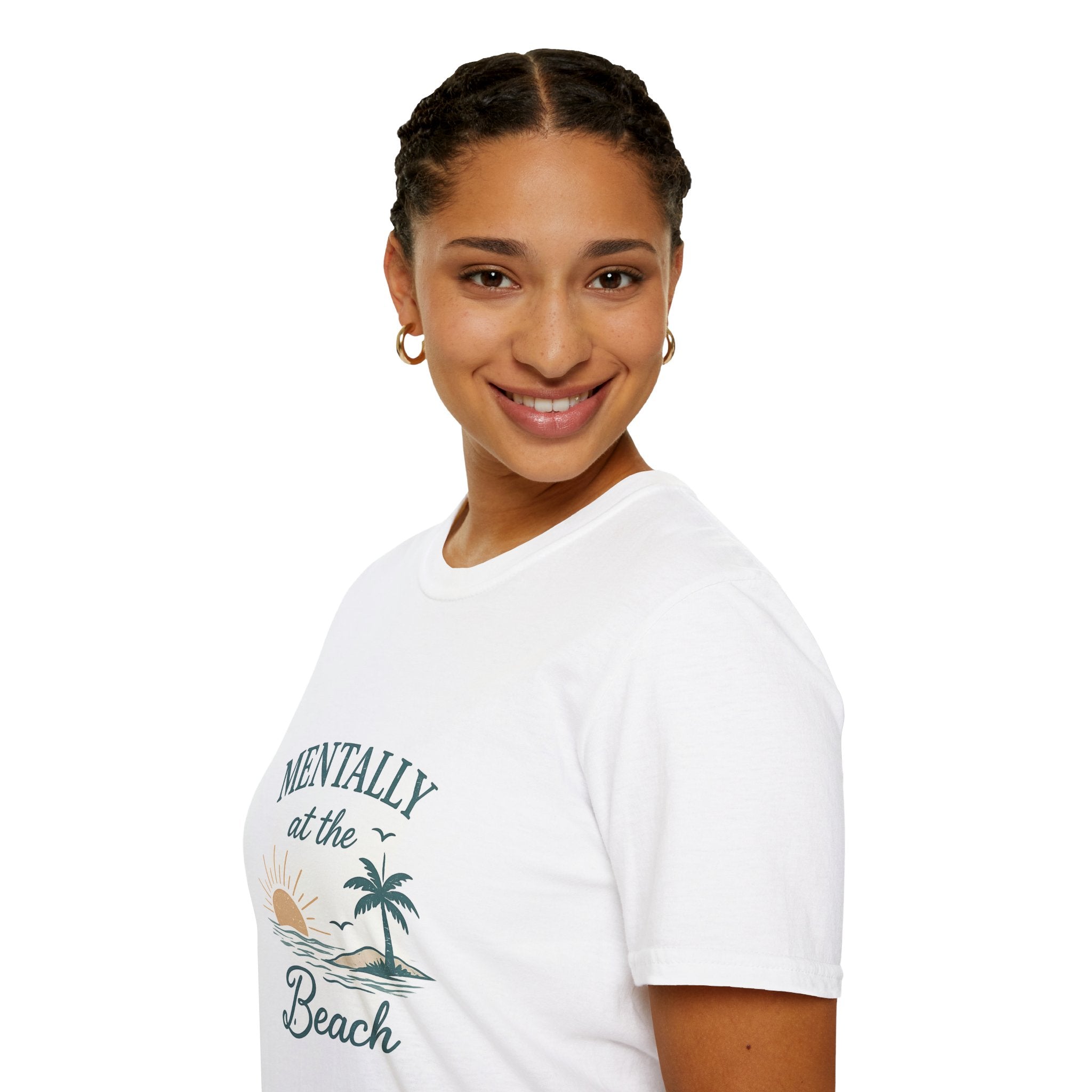 Mentally at the Beach T-Shirt — Sun & Palm Vacation Tee