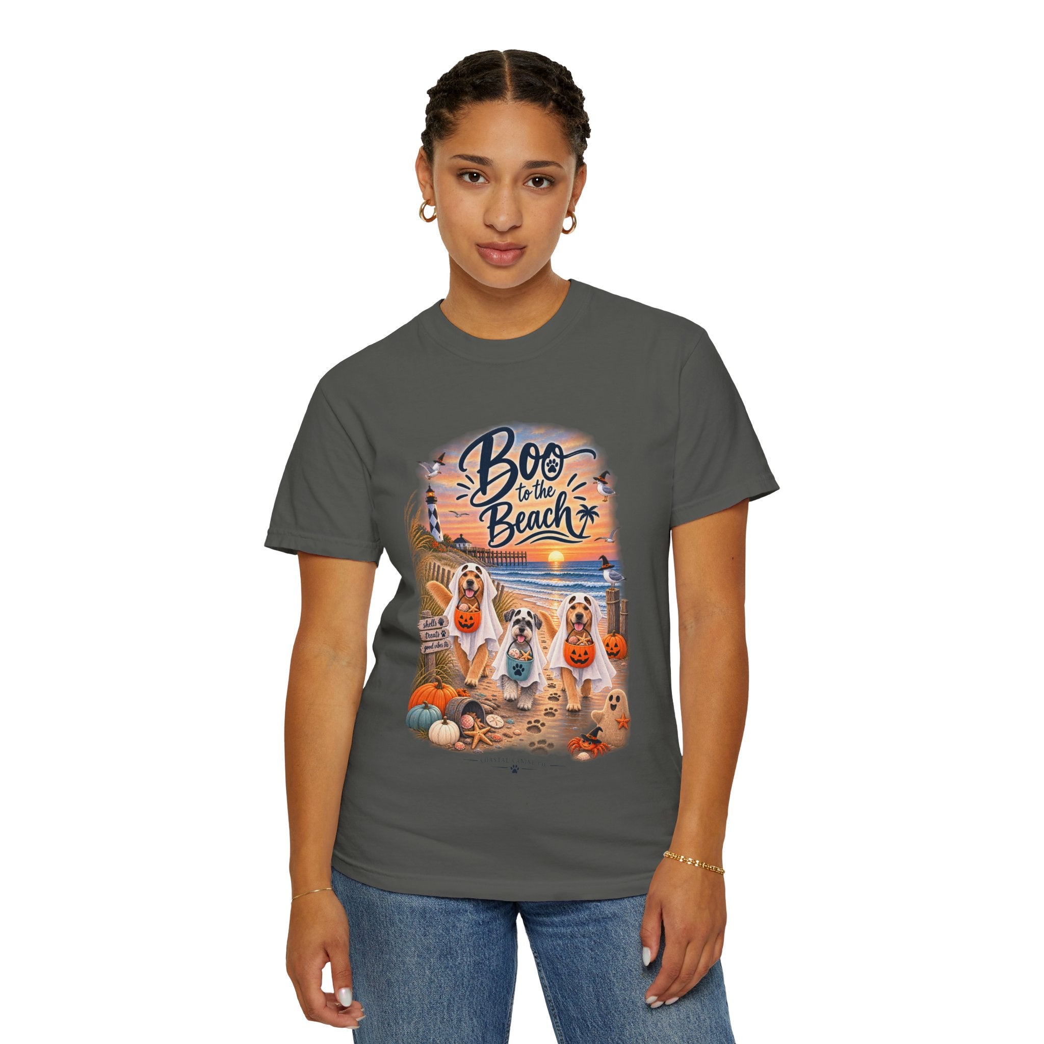 Boo to the Beach T-Shirt — Cute Halloween Dogs on Sunset Beach