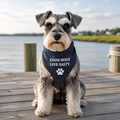 Clip-on Pet Bandana — "Good Dogs Live Salty" Navy Dog Bandana with Paw Print, Beach & Coastal Dog Accessory