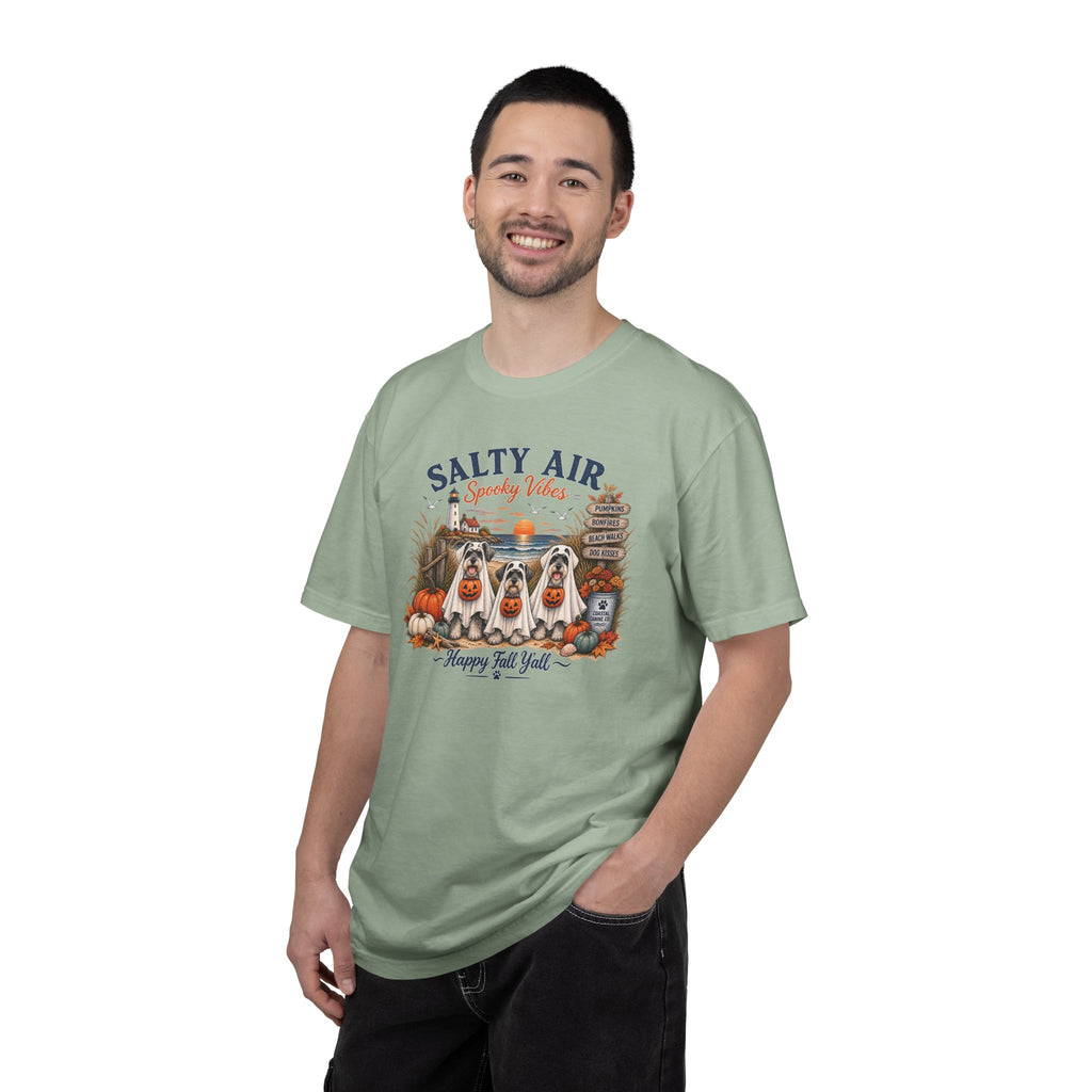 Salty Air Spooky Vibes Tee — Happy Fall Y'all Autumn Beach Ghosts T-Shirt