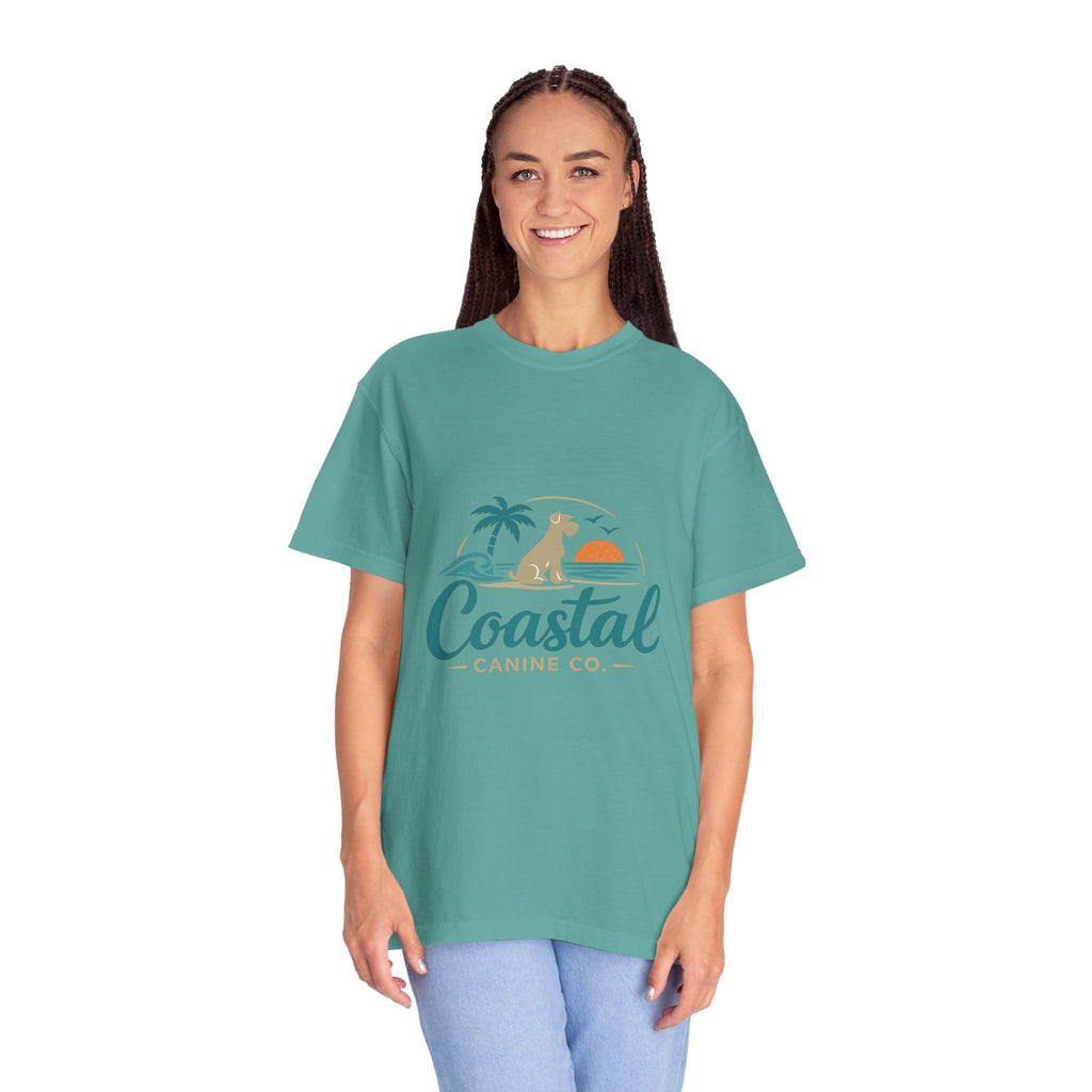 Coastal Canine T-Shirt — Beach Dog Sunset Tee