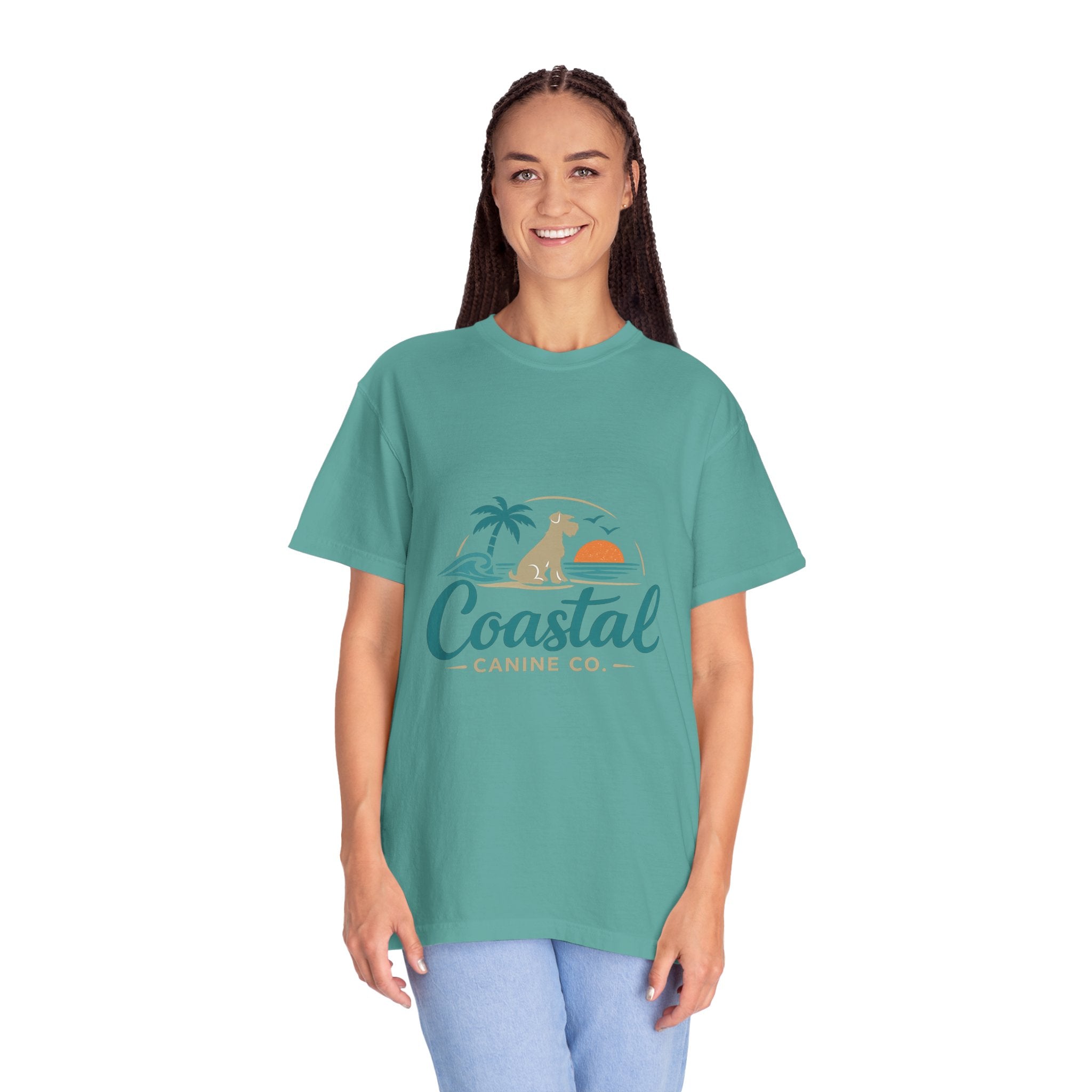 Coastal Canine T-Shirt — Beach Dog Sunset Tee