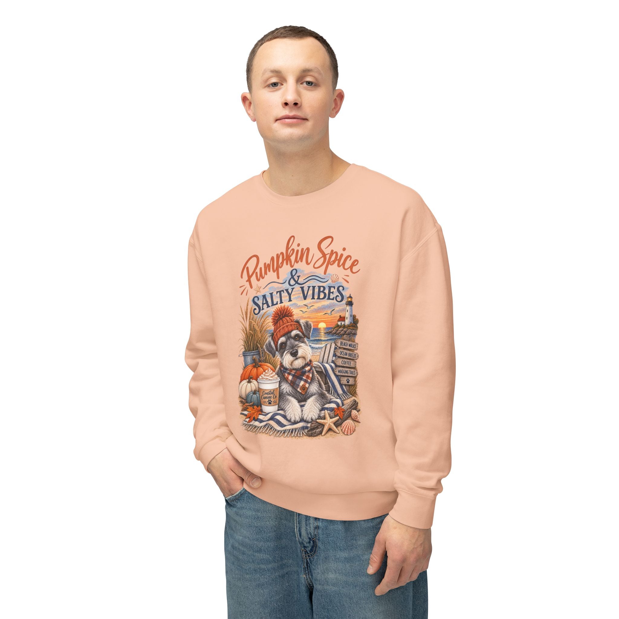 Pumpkin Spice & Salty Vibes Sweatshirt — Fall Beach Dog Crewneck