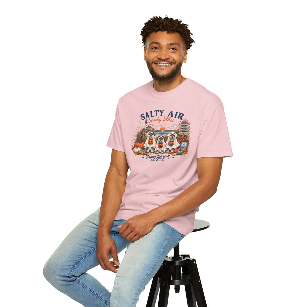 Salty Air Spooky Vibes Tee — Happy Fall Y'all Autumn Beach Ghosts T-Shirt