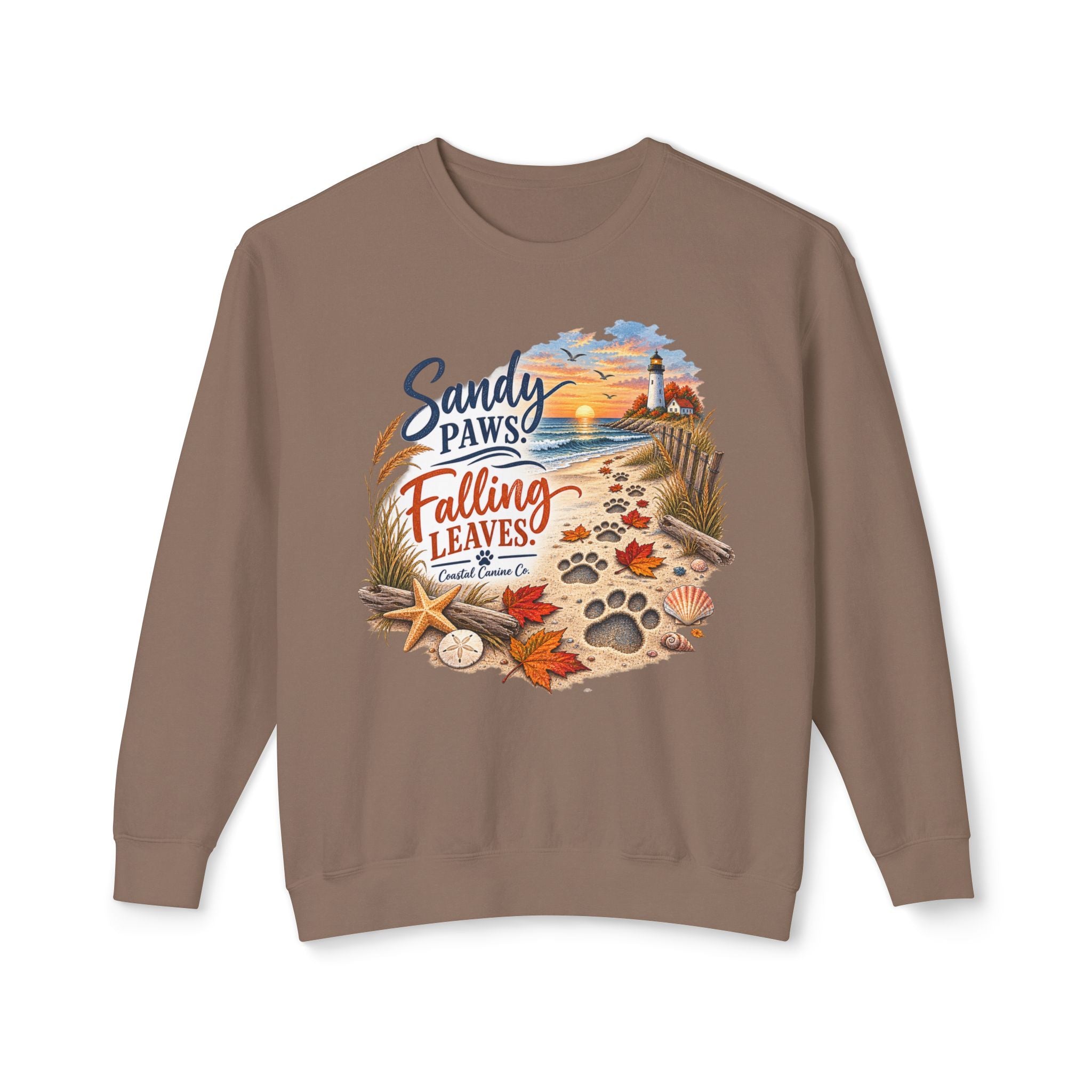 Sandy Paws Falling Leaves Sweatshirt – Beach Dog Autumn Crewneck