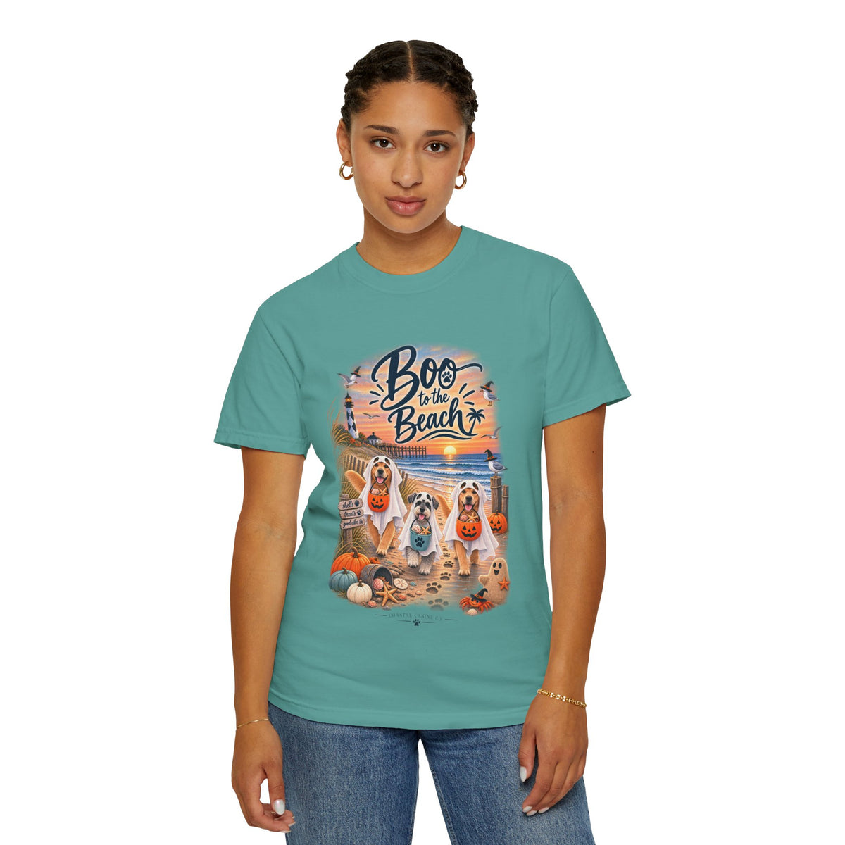 Boo to the Beach T-Shirt — Cute Halloween Dogs on Sunset Beach