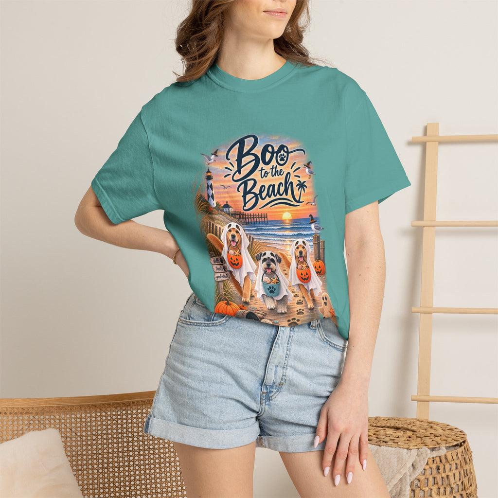 Boo to the Beach T-Shirt — Cute Halloween Dogs on Sunset Beach