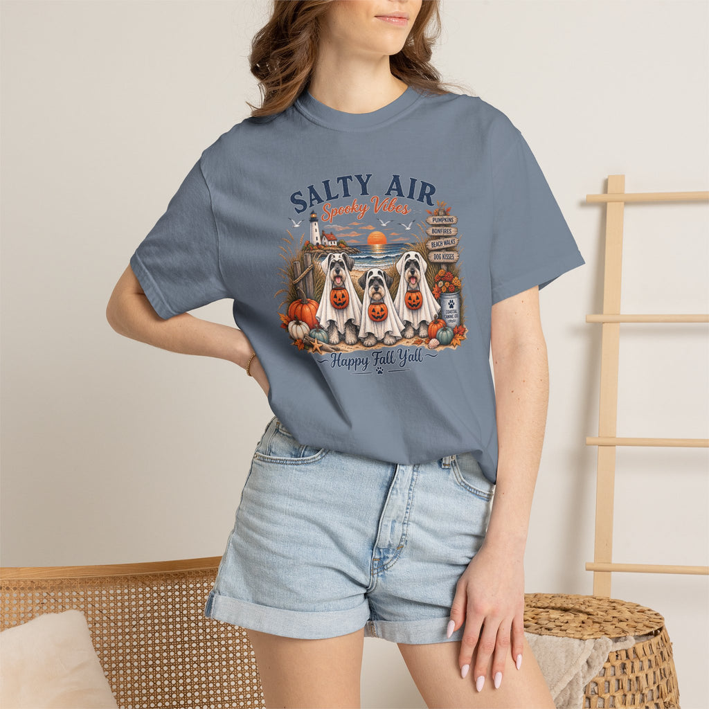 Salty Air Spooky Vibes Tee — Happy Fall Y'all Autumn Beach Ghosts T-Shirt