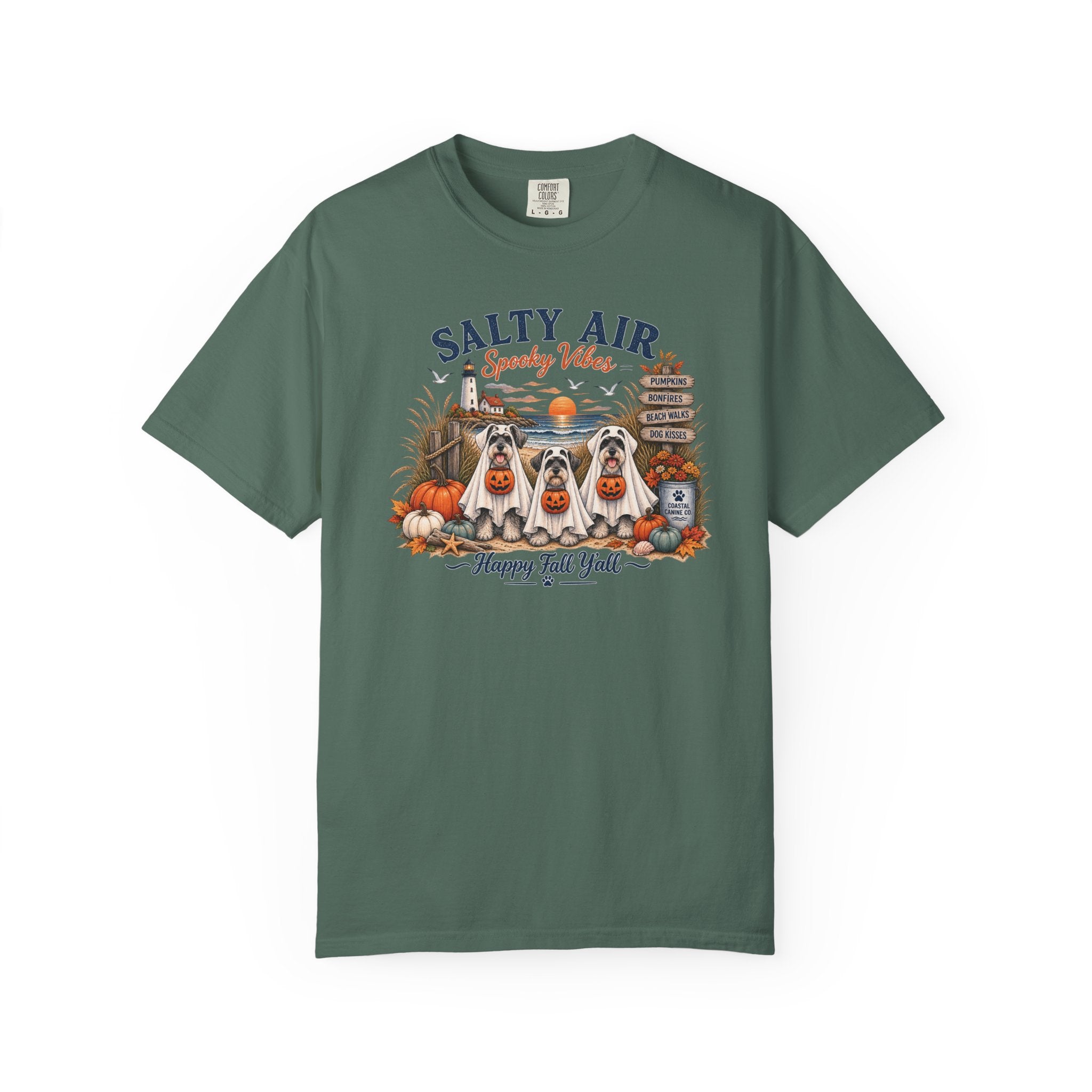 Salty Air Spooky Vibes Tee — Happy Fall Y'all Autumn Beach Ghosts T-Shirt