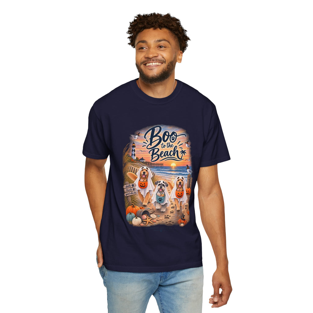 Boo to the Beach T-Shirt — Cute Halloween Dogs on Sunset Beach