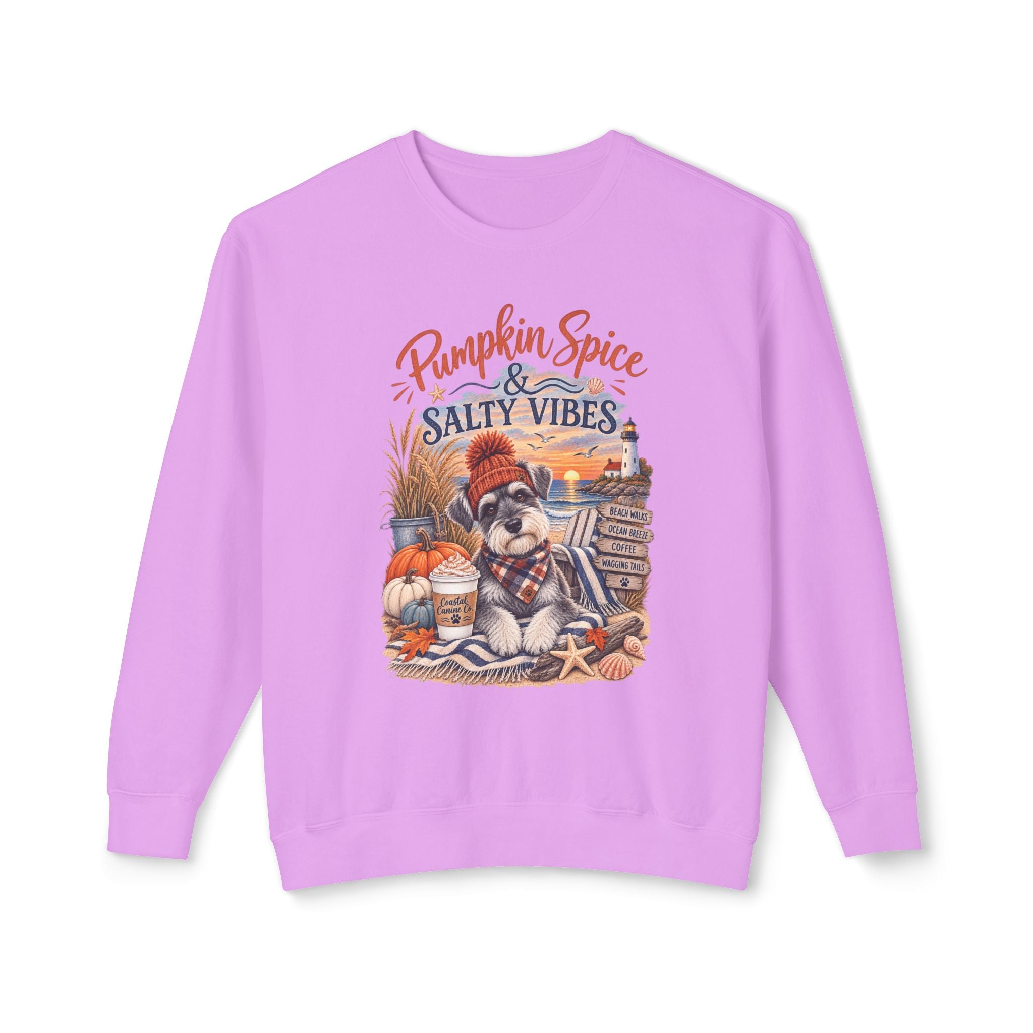Pumpkin Spice & Salty Vibes Sweatshirt — Fall Beach Dog Crewneck
