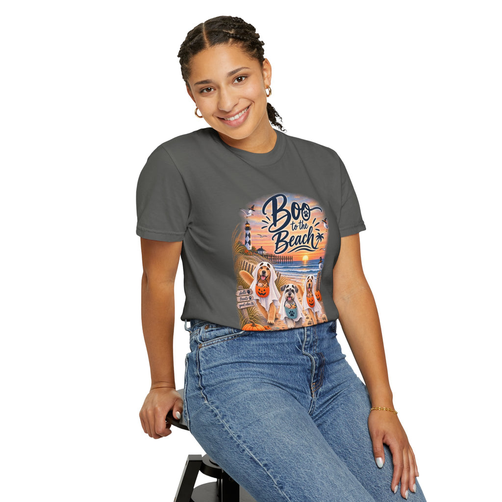 Boo to the Beach T-Shirt — Cute Halloween Dogs on Sunset Beach