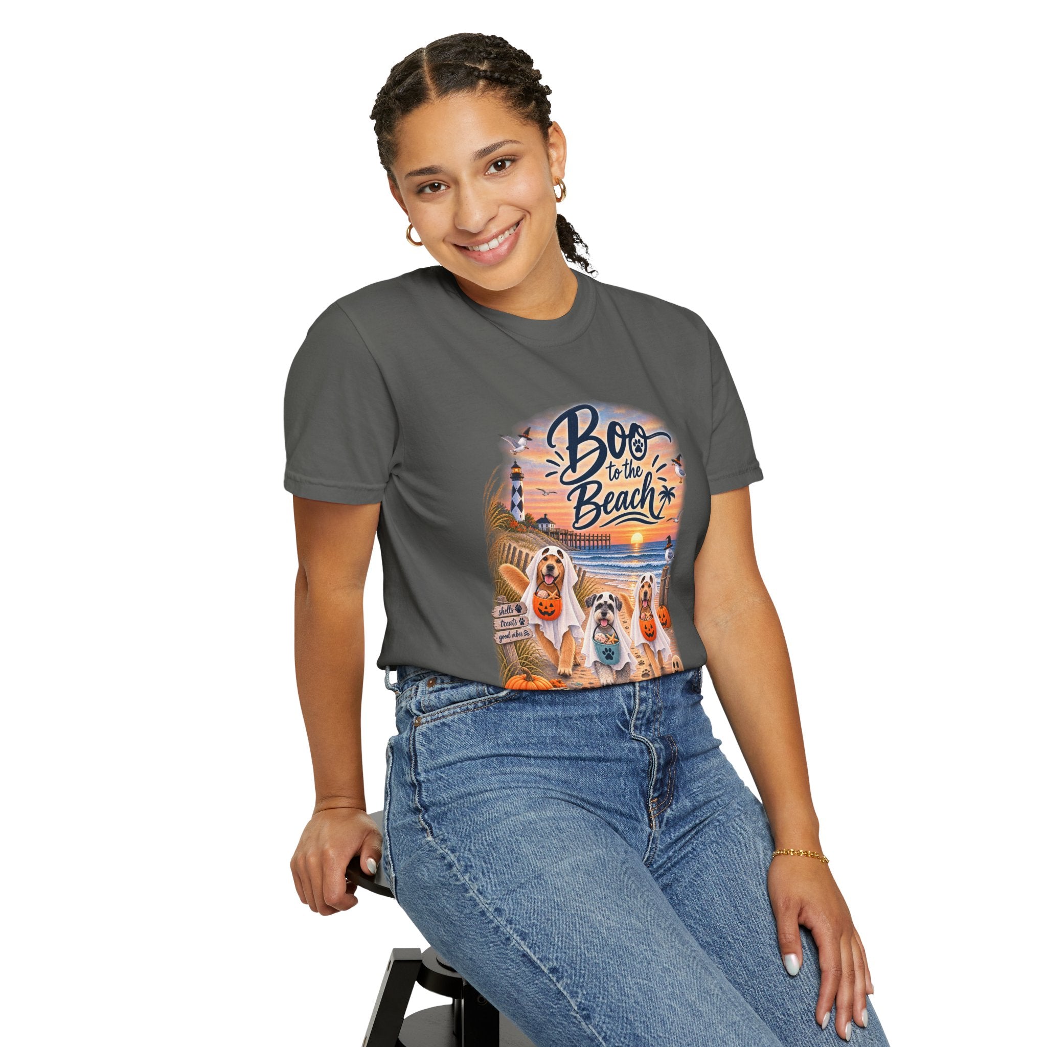 Boo to the Beach T-Shirt — Cute Halloween Dogs on Sunset Beach