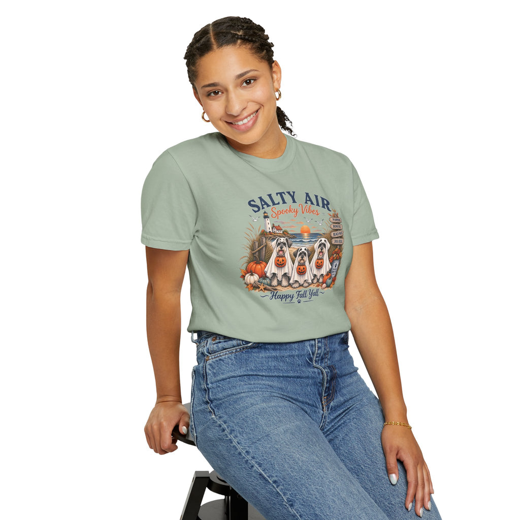 Salty Air Spooky Vibes Tee — Happy Fall Y'all Autumn Beach Ghosts T-Shirt