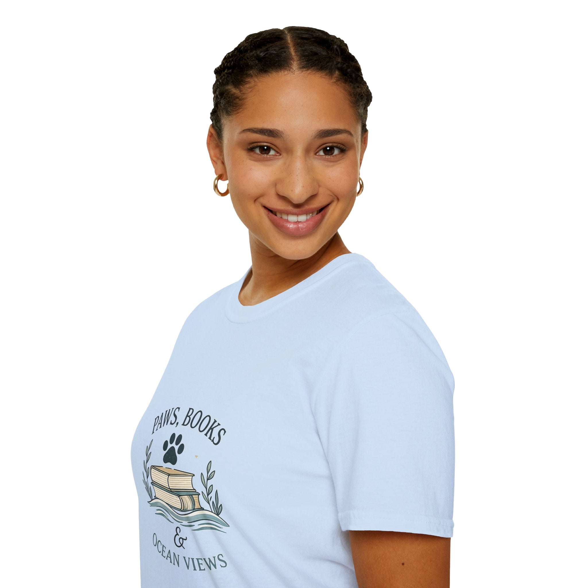 Paws, Books & Ocean Views T‑Shirt