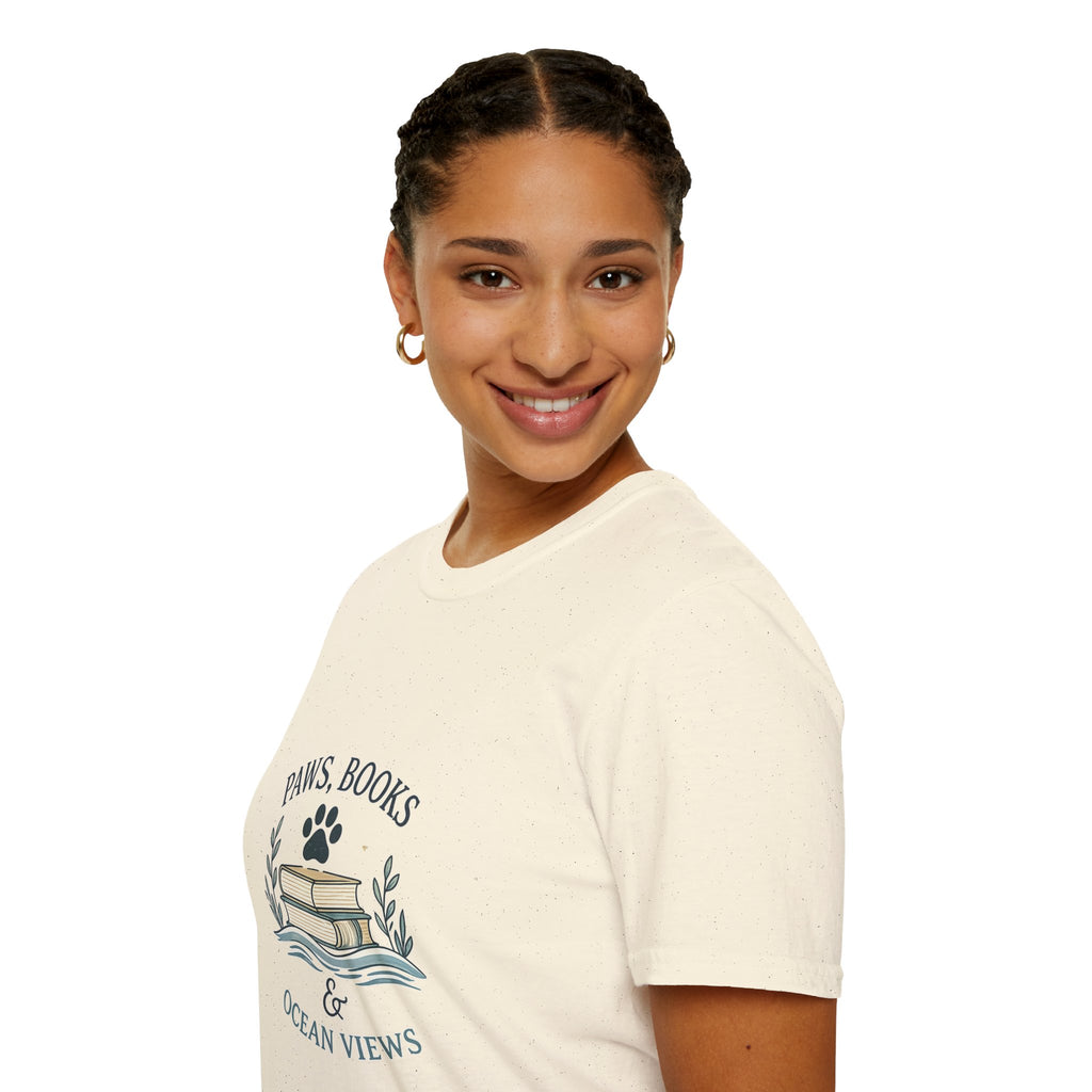 Paws, Books & Ocean Views T‑Shirt