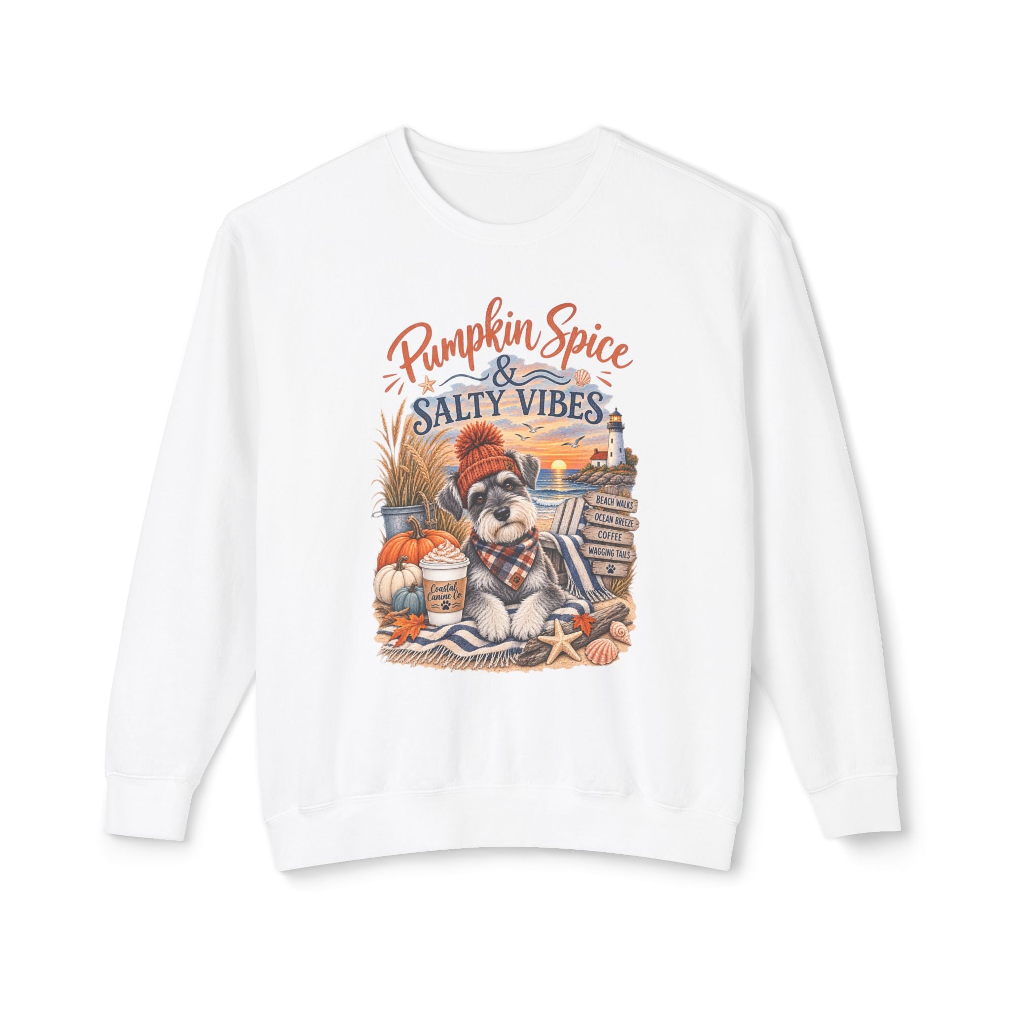 Pumpkin Spice & Salty Vibes Sweatshirt — Fall Beach Dog Crewneck