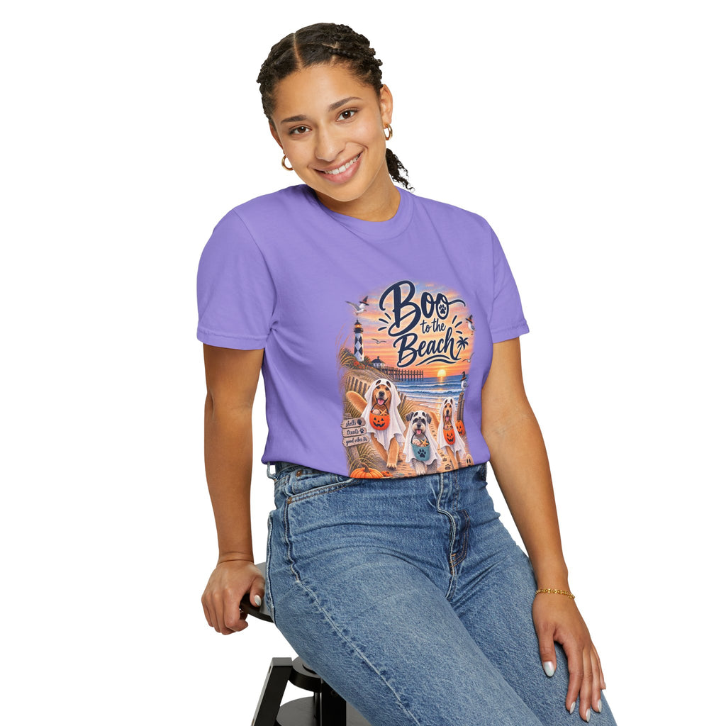 Boo to the Beach T-Shirt — Cute Halloween Dogs on Sunset Beach