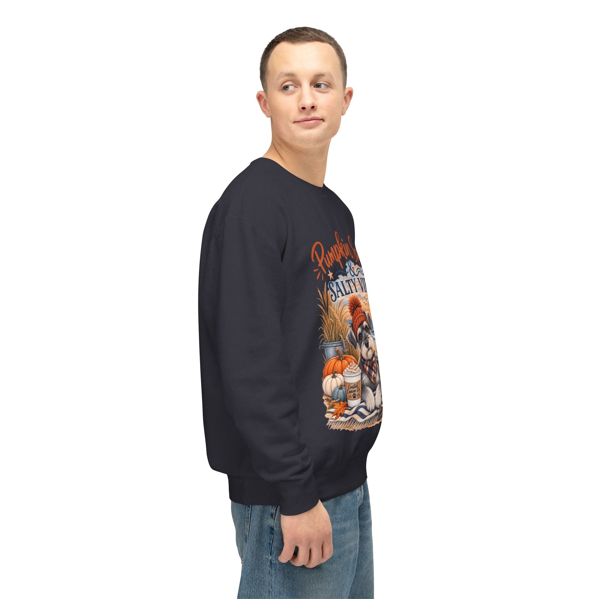 Pumpkin Spice & Salty Vibes Sweatshirt — Fall Beach Dog Crewneck