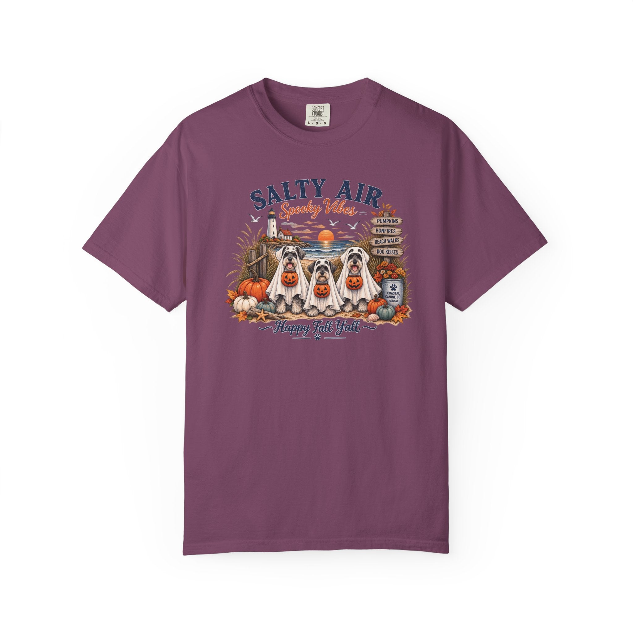 Salty Air Spooky Vibes Tee — Happy Fall Y'all Autumn Beach Ghosts T-Shirt