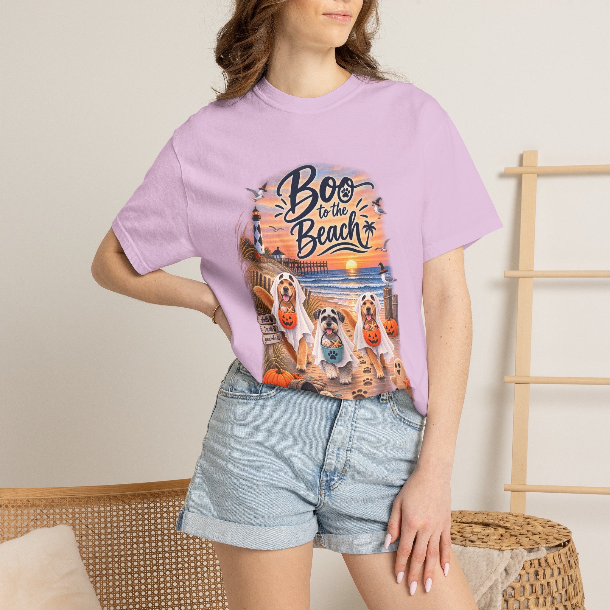 Boo to the Beach T-Shirt — Cute Halloween Dogs on Sunset Beach