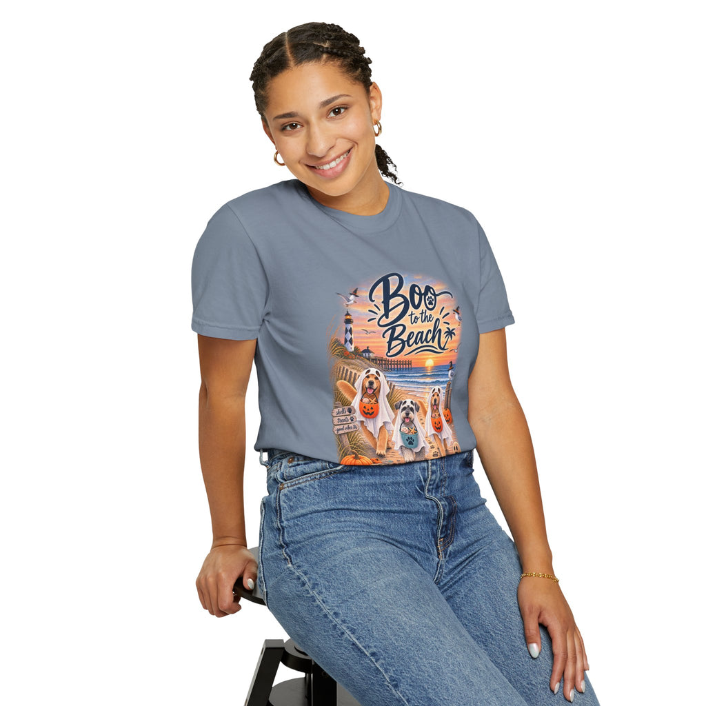Boo to the Beach T-Shirt — Cute Halloween Dogs on Sunset Beach