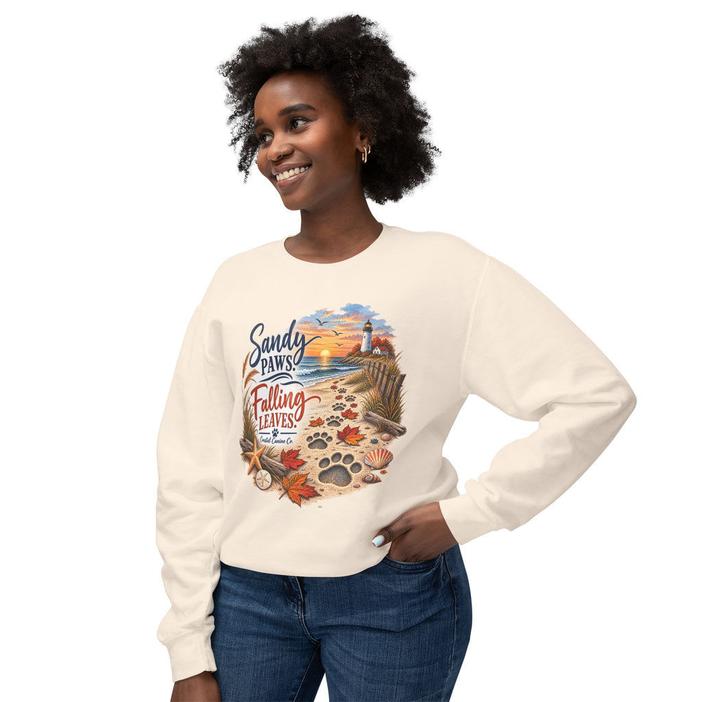 Sandy Paws Falling Leaves Sweatshirt – Beach Dog Autumn Crewneck
