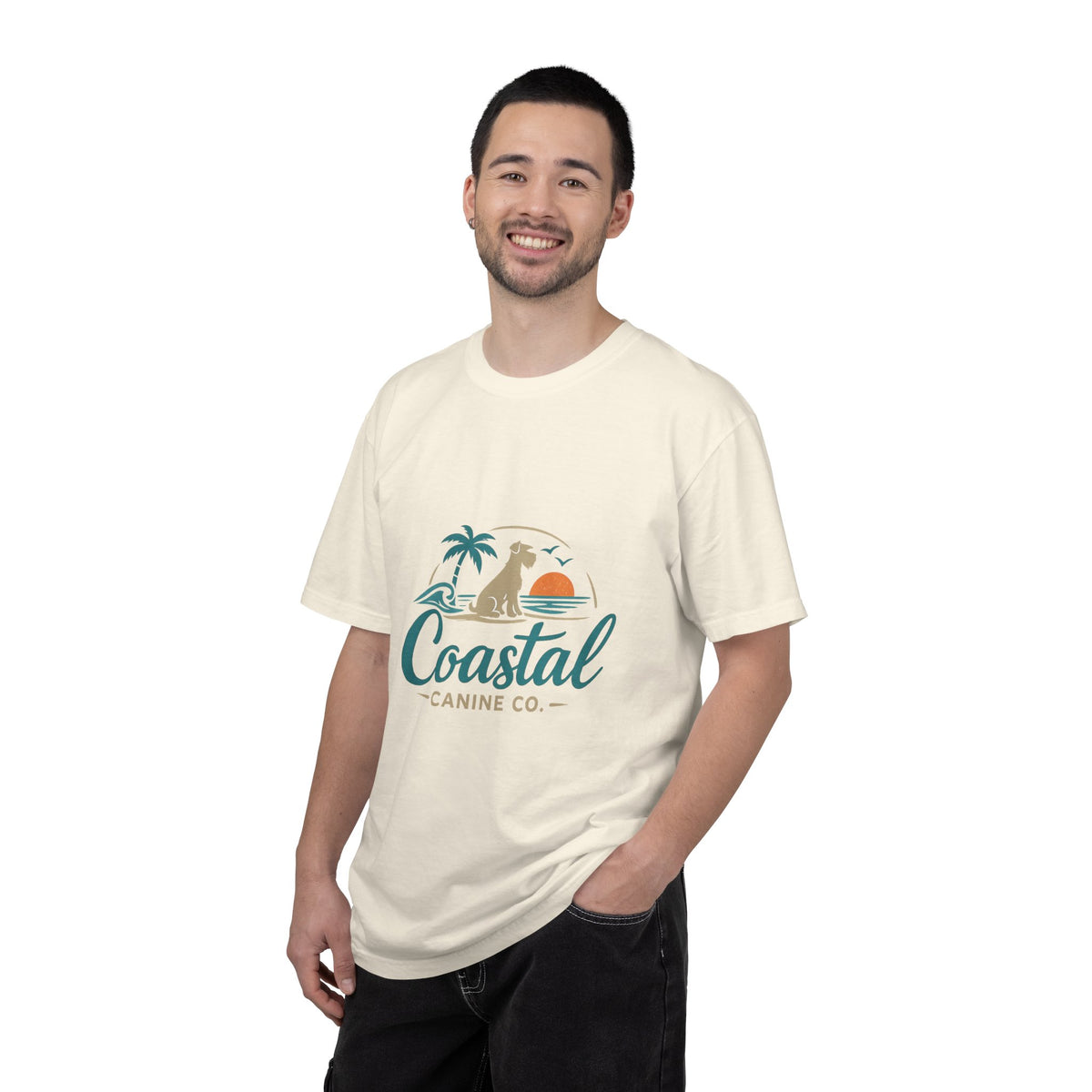 Coastal Canine T-Shirt — Beach Dog Sunset Tee