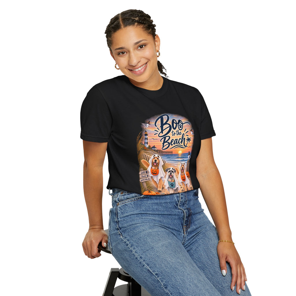 Boo to the Beach T-Shirt — Cute Halloween Dogs on Sunset Beach