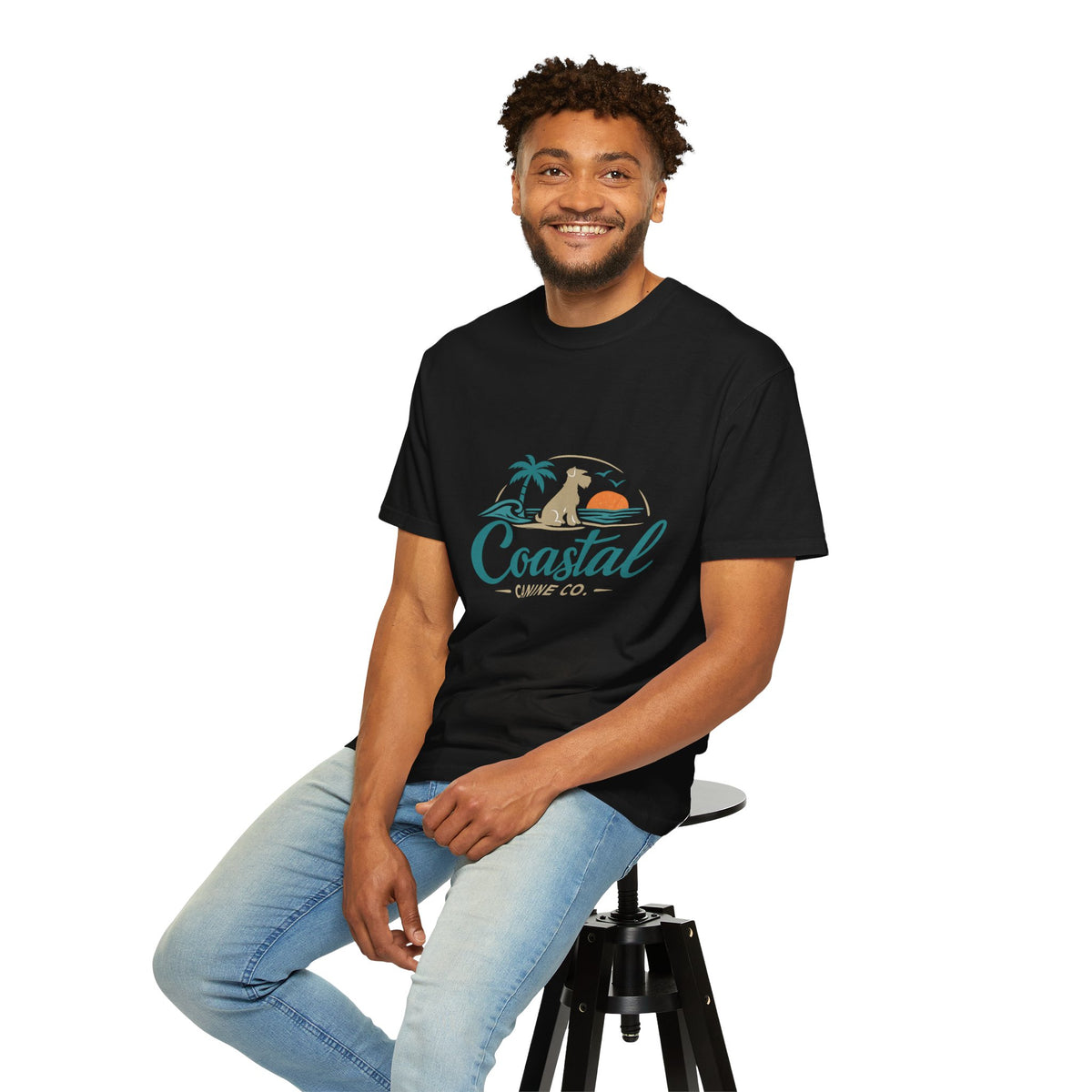 Coastal Canine T-Shirt — Beach Dog Sunset Tee