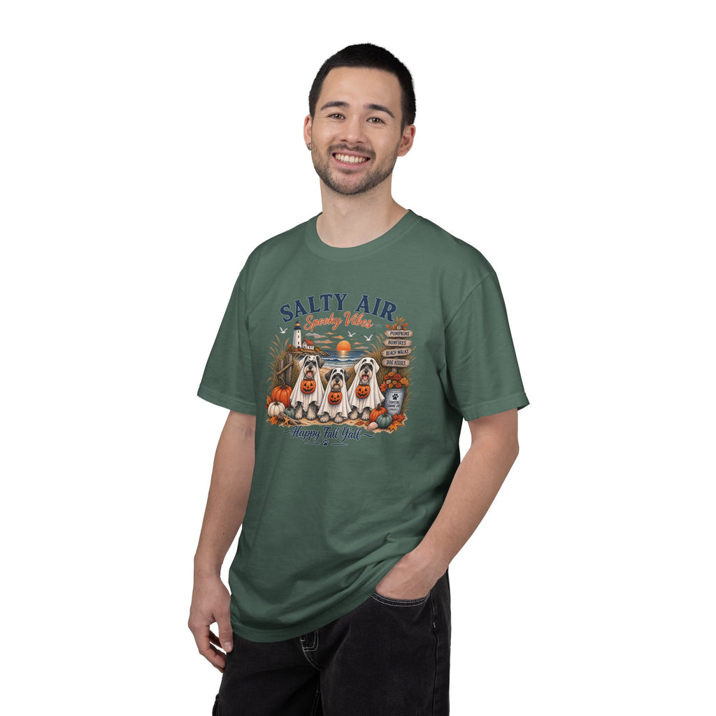 Salty Air Spooky Vibes Tee — Happy Fall Y'all Autumn Beach Ghosts T-Shirt
