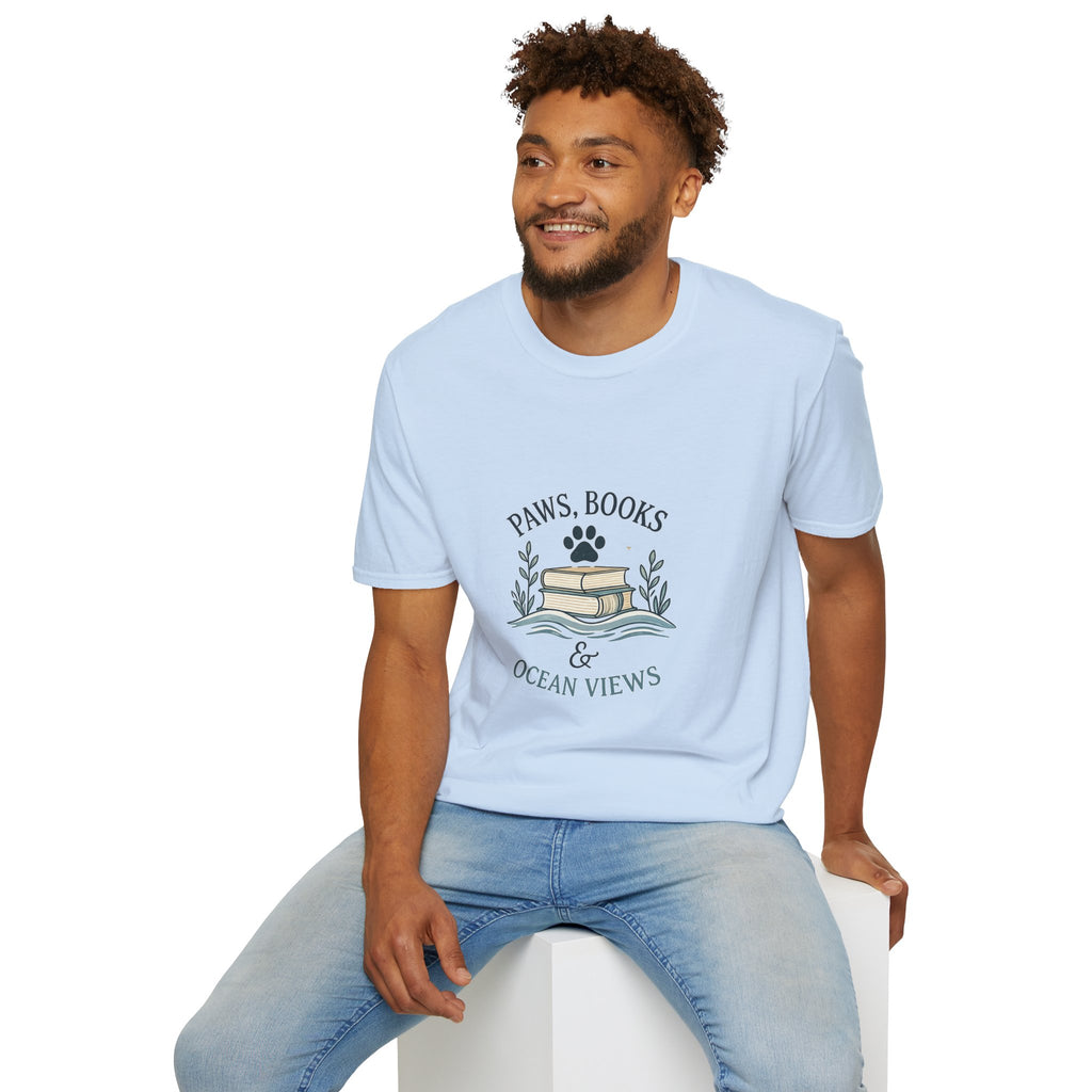 Paws, Books & Ocean Views T‑Shirt
