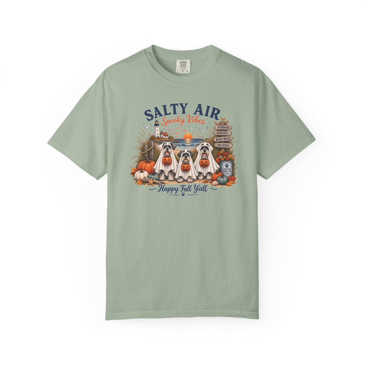 Salty Air Spooky Vibes Tee — Happy Fall Y'all Autumn Beach Ghosts T-Shirt