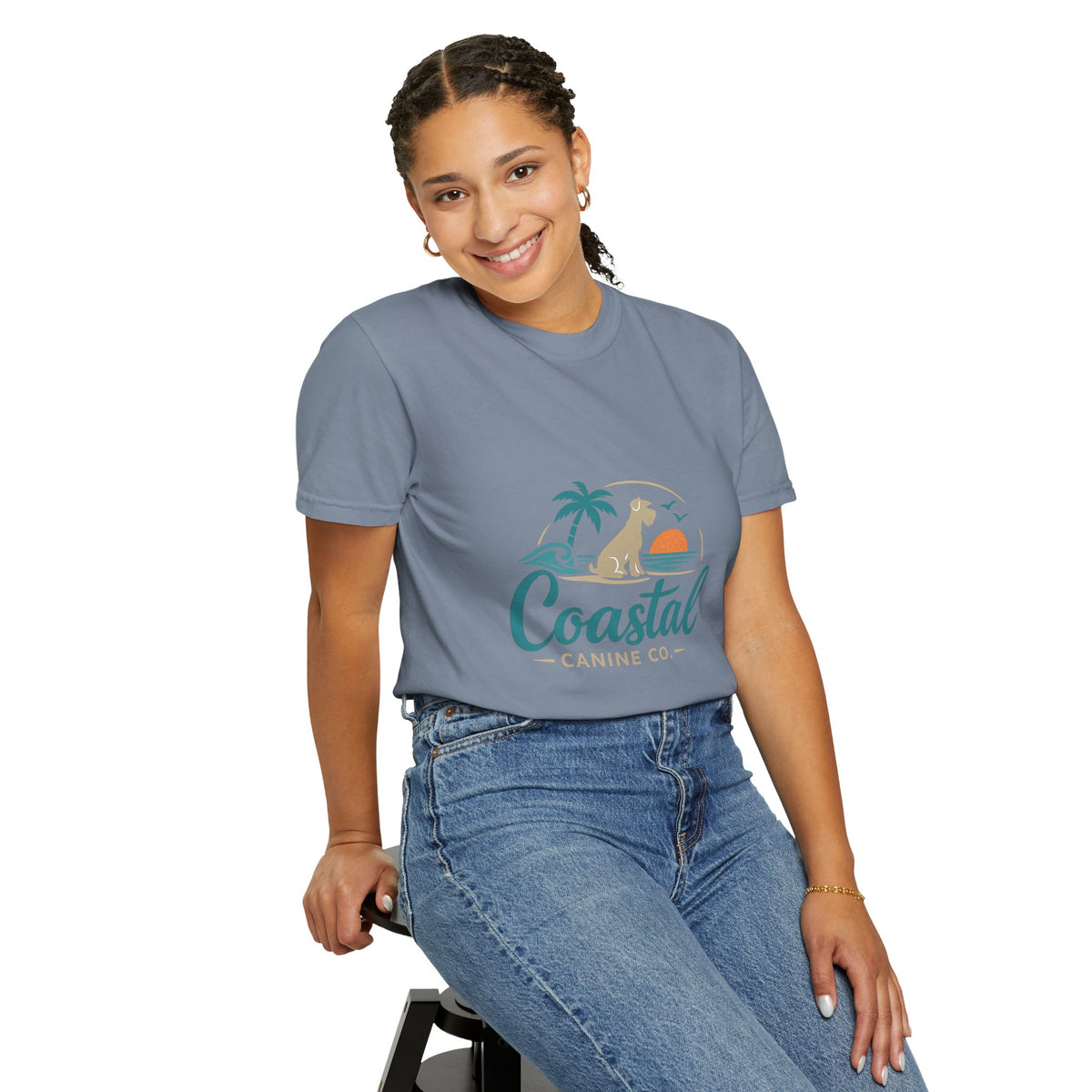 Coastal Canine T-Shirt — Beach Dog Sunset Tee