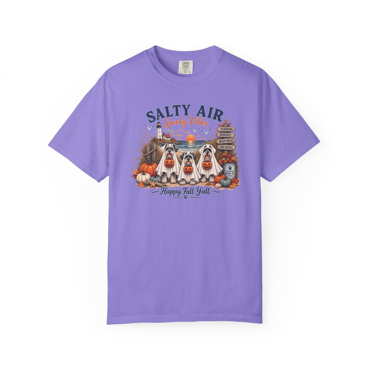 Salty Air Spooky Vibes Tee — Happy Fall Y'all Autumn Beach Ghosts T-Shirt