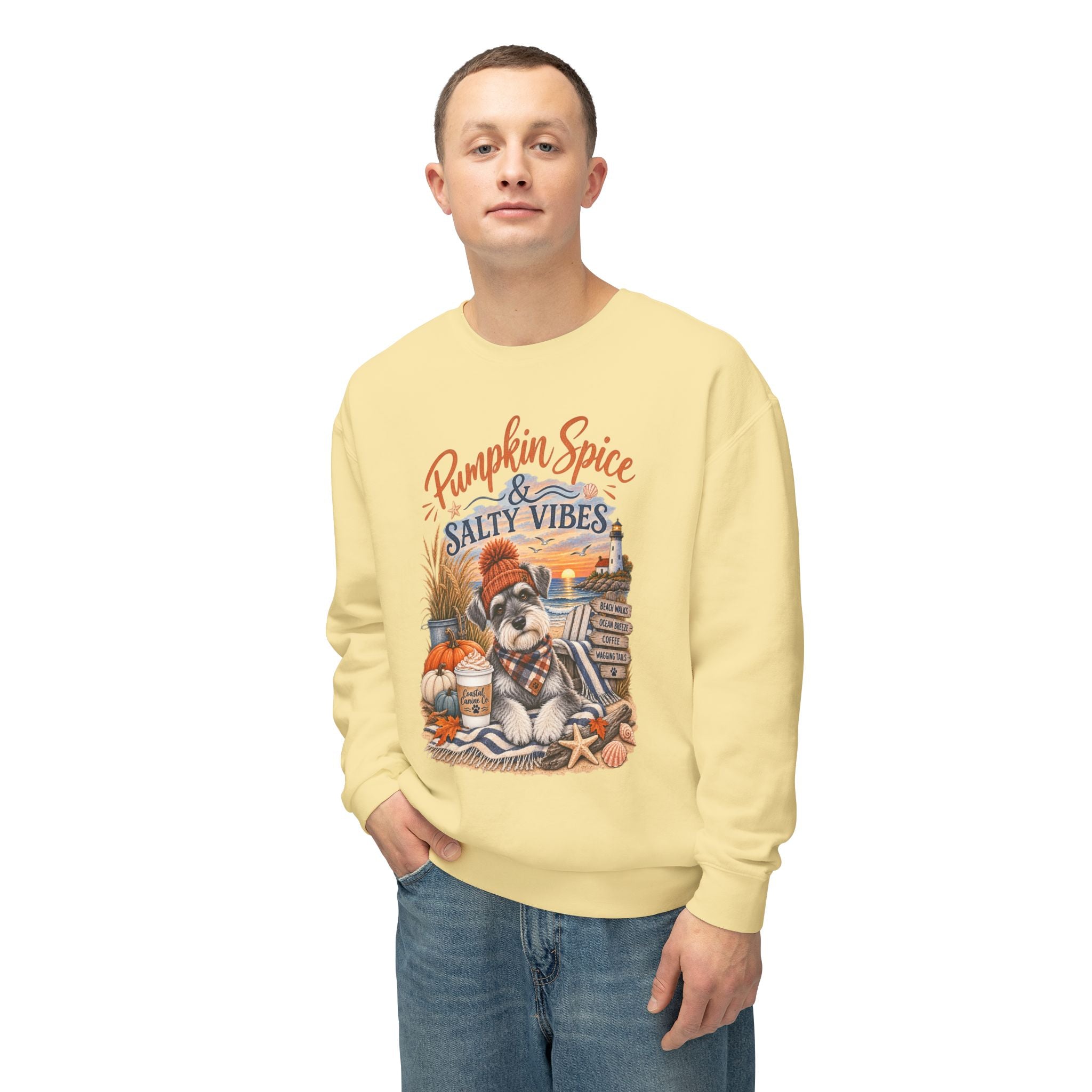 Pumpkin Spice & Salty Vibes Sweatshirt — Fall Beach Dog Crewneck