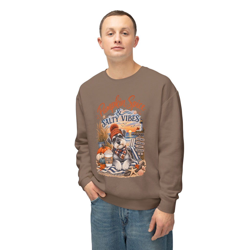 Pumpkin Spice & Salty Vibes Sweatshirt — Fall Beach Dog Crewneck
