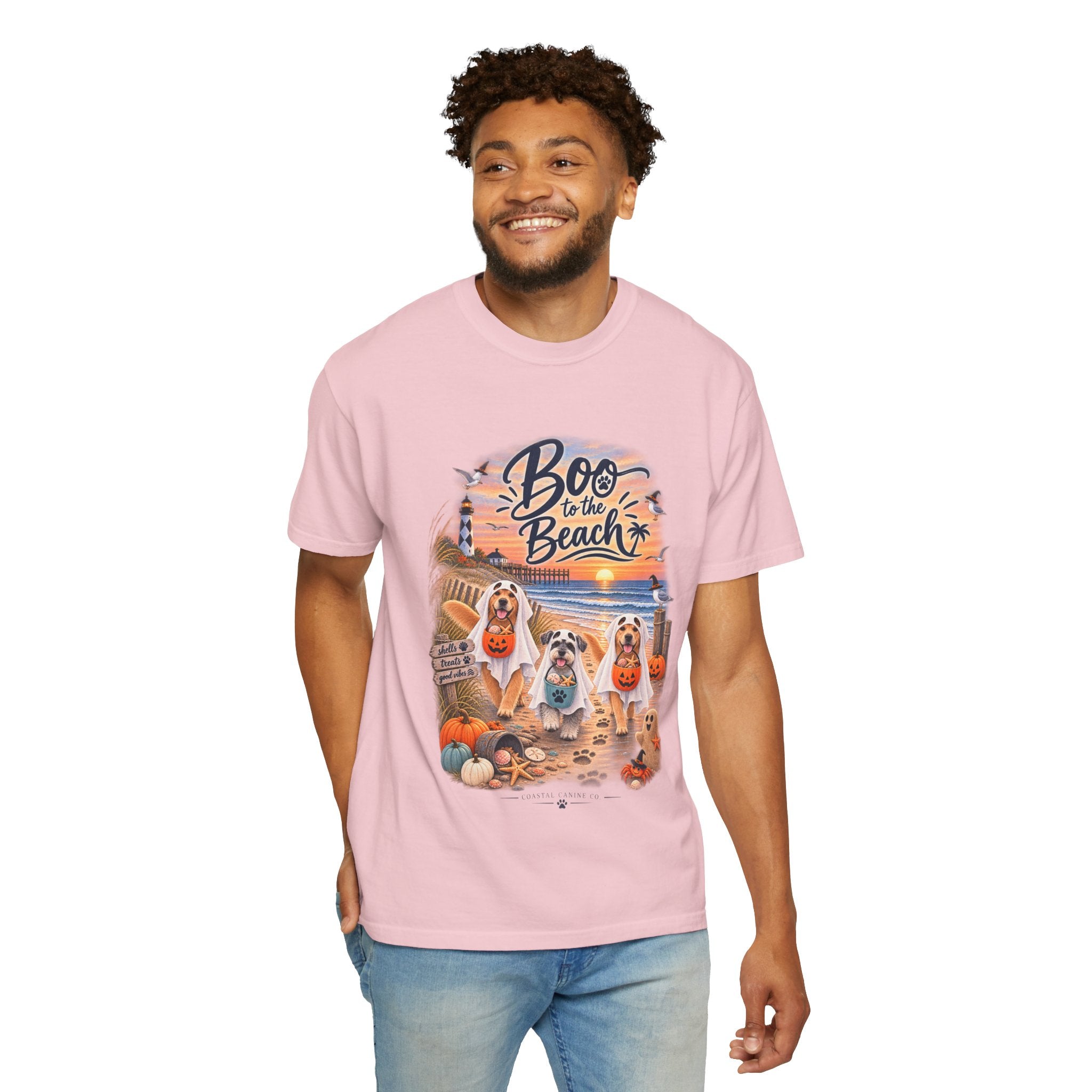 Boo to the Beach T-Shirt — Cute Halloween Dogs on Sunset Beach