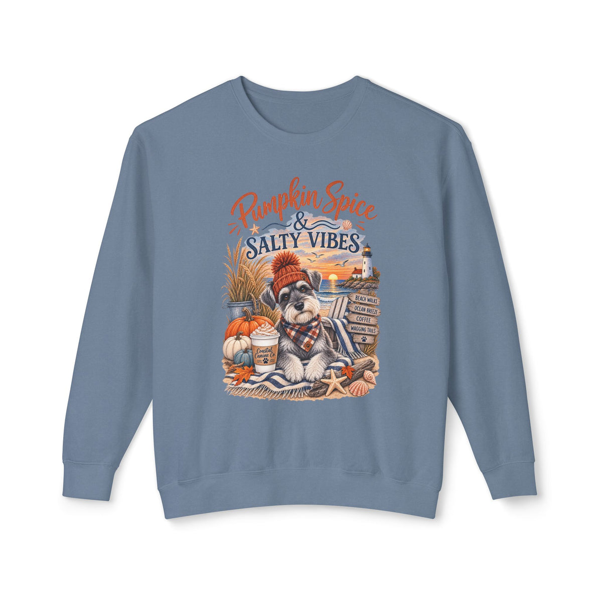 Pumpkin Spice & Salty Vibes Sweatshirt — Fall Beach Dog Crewneck