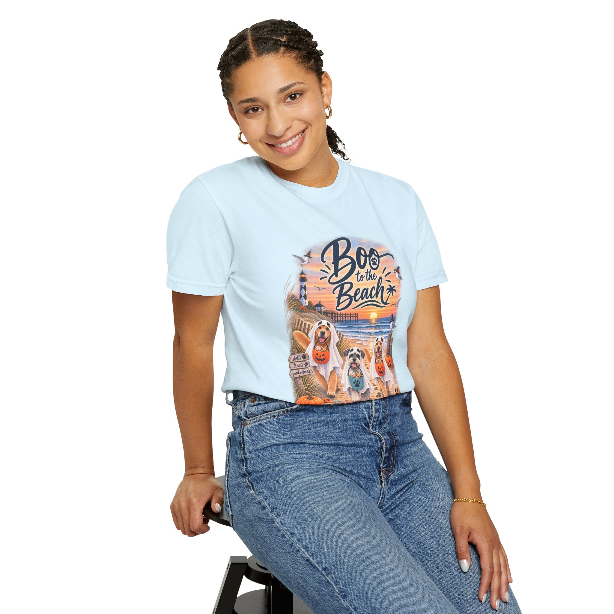 Boo to the Beach T-Shirt — Cute Halloween Dogs on Sunset Beach