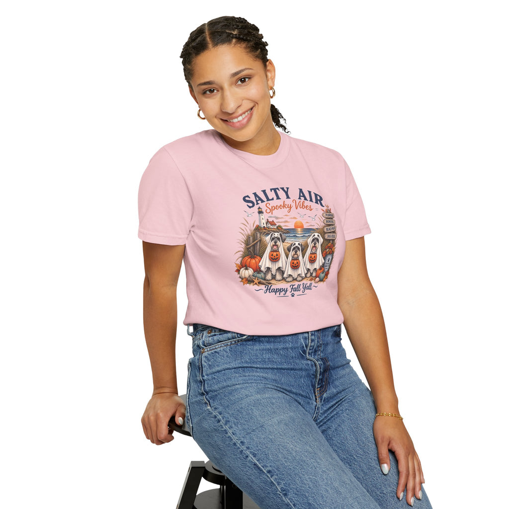 Salty Air Spooky Vibes Tee — Happy Fall Y'all Autumn Beach Ghosts T-Shirt