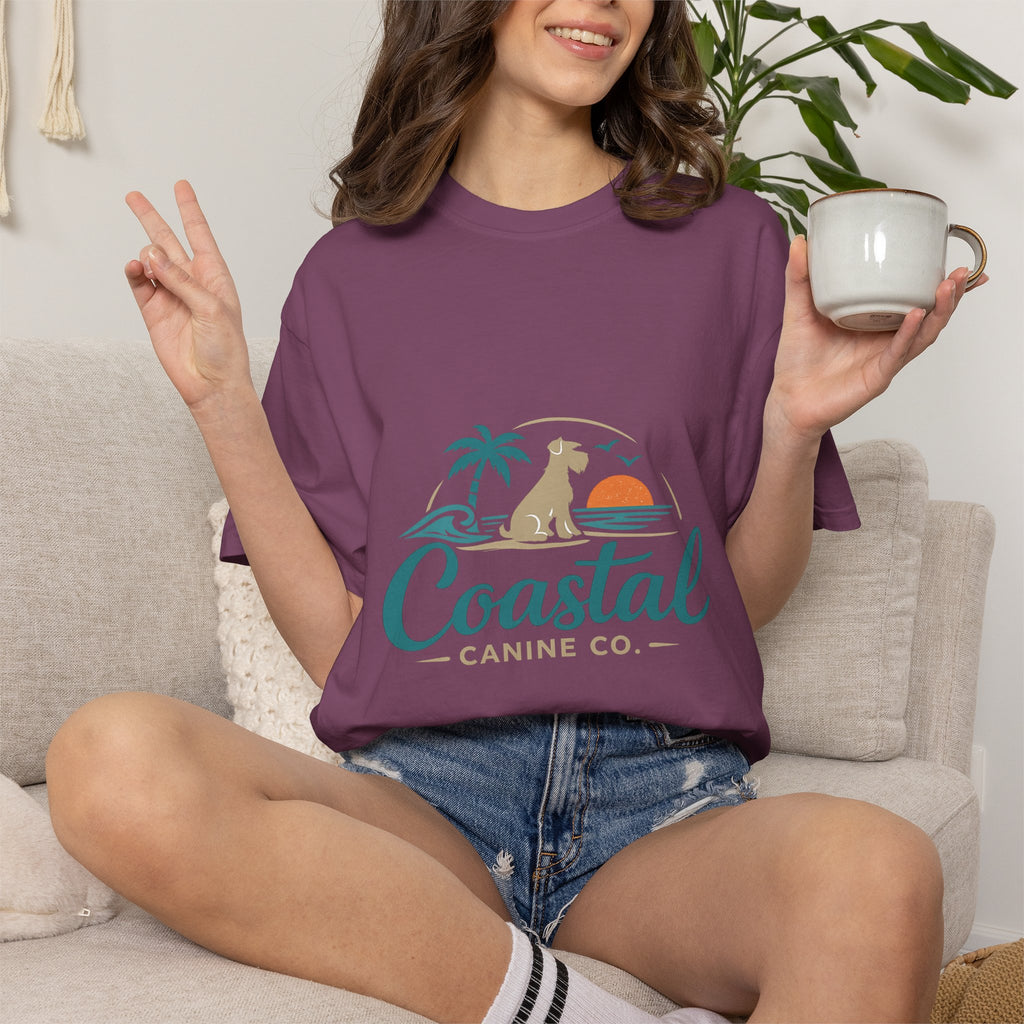 Coastal Canine T-Shirt — Beach Dog Sunset Tee